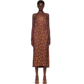 Dries Van Noten Dries Van Noten Burgundy Jacquard Midi Dress
