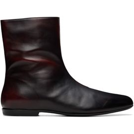 Dries Van Noten Dries Van Noten Burgundy Leather Sock Boots