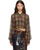 Dries Van Noten Dries Van Noten Burgundy Loose Lurex Shirt - 1