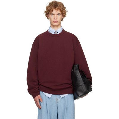 Dries Van Noten Dries Van Noten Burgundy Oversized Cotton Sweatshirt