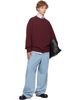 Dries Van Noten Dries Van Noten Burgundy Oversized Cotton Sweatshirt - 4
