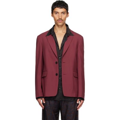 Dries Van Noten Dries Van Noten Burgundy Wool Blazer