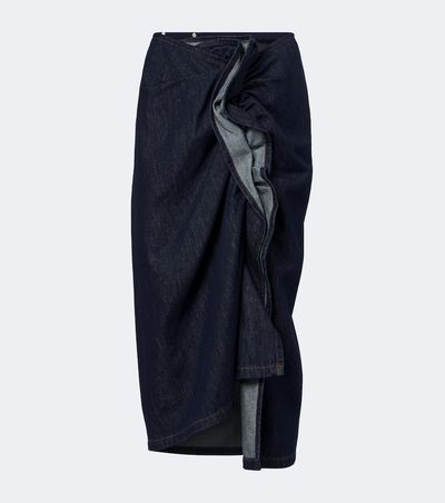 Dries Van Noten Dries Van Noten Draped asymmetric denim midi skirt