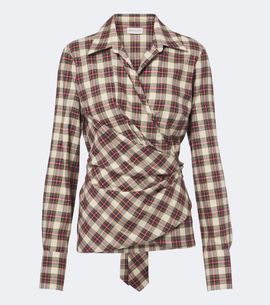 Dries Van Noten Dries Van Noten Draped plaid cotton flannel shirt