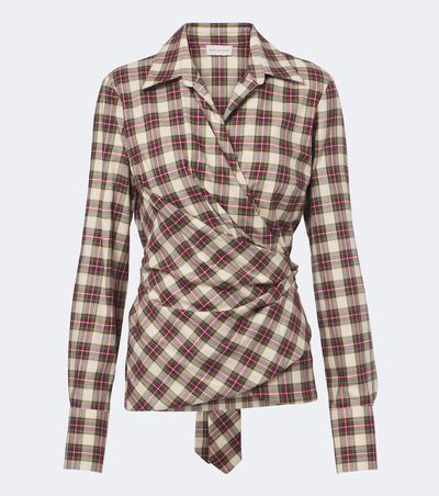 Dries Van Noten Dries Van Noten Draped plaid cotton flannel shirt