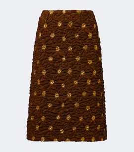 Dries Van Noten Dries Van Noten Embellished floral cloqué midi skirt