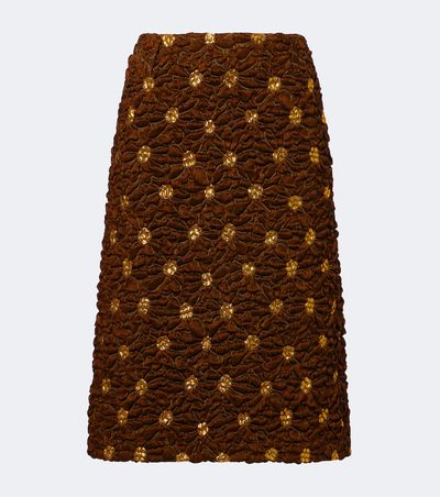 Dries Van Noten Dries Van Noten Embellished floral cloqué midi skirt