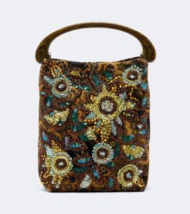 Dries Van Noten Dries Van Noten Embellished floral jacquard top-handle bag