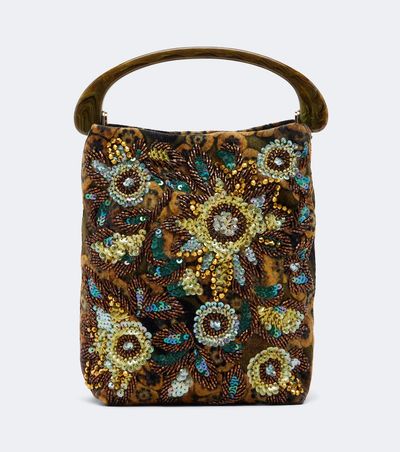 Dries Van Noten Dries Van Noten Embellished floral jacquard top-handle bag
