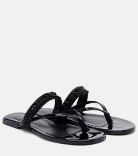 Dries Van Noten Dries Van Noten Embellished patent leather thong sandals