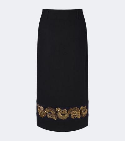 Dries Van Noten Dries Van Noten Embellished wool-blend twill midi skirt