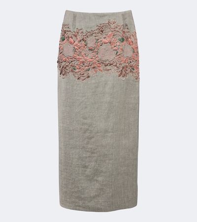 Dries Van Noten Dries Van Noten Embroidered linen and cotton-blend midi skirt