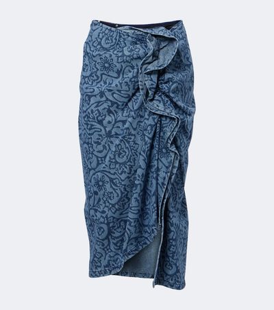 Dries Van Noten Dries Van Noten Floral ruffled denim midi skirt