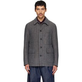 Dries Van Noten Dries Van Noten Gray & Blue Wool Jacket