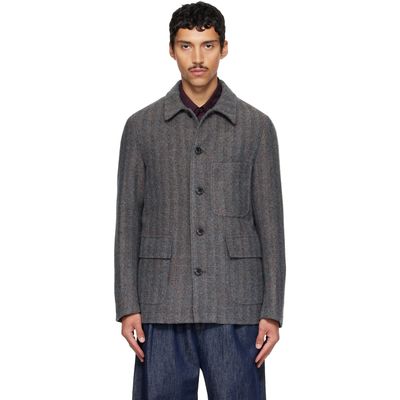 Dries Van Noten Dries Van Noten Gray & Blue Wool Jacket