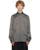 Dries Van Noten Dries Van Noten Gray & Burgundy Pinstripe Shirt - 1