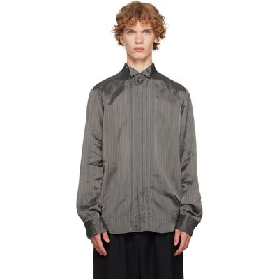 Dries Van Noten Dries Van Noten Gray & Burgundy Pinstripe Shirt