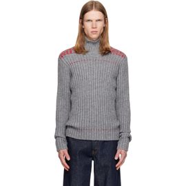 Dries Van Noten Dries Van Noten Gray Rib-Knit Wool Turtleneck