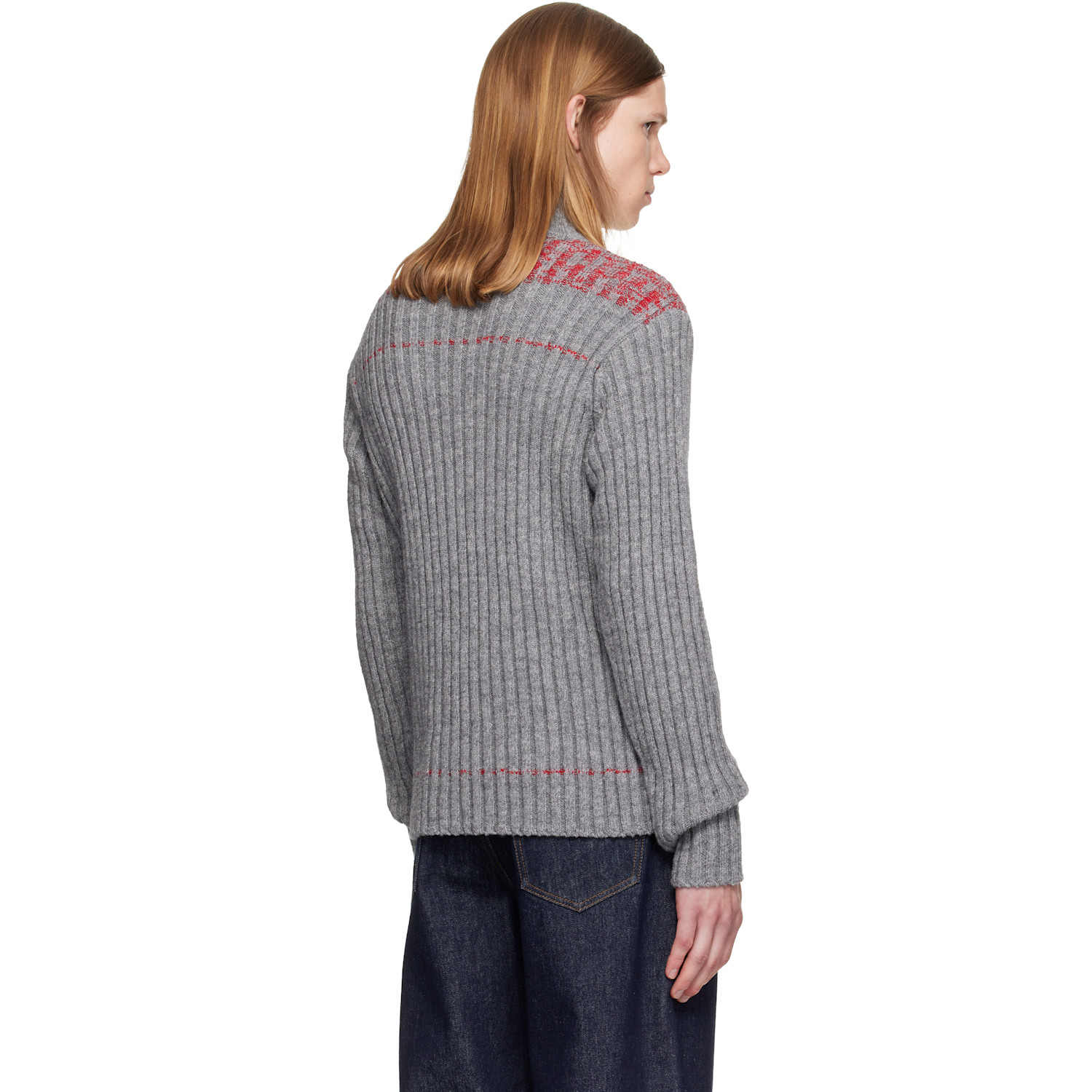 Dries Van Noten - Gray Rib-Knit Wool Turtleneck