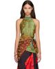 Dries Van Noten Dries Van Noten Green & Brown Jacquard Wrap Top - 1
