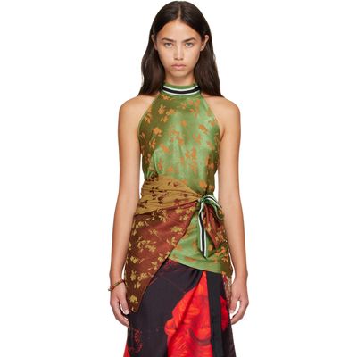 Dries Van Noten Dries Van Noten Green & Brown Jacquard Wrap Top