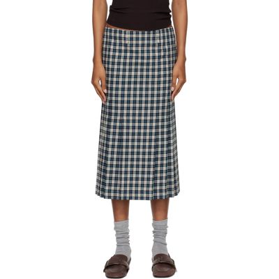 Dries Van Noten Dries Van Noten Green & Off-White Flannel Midi Skirt