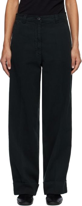 Dries Van Noten Dries Van Noten Green Cuffed Cotton Trousers