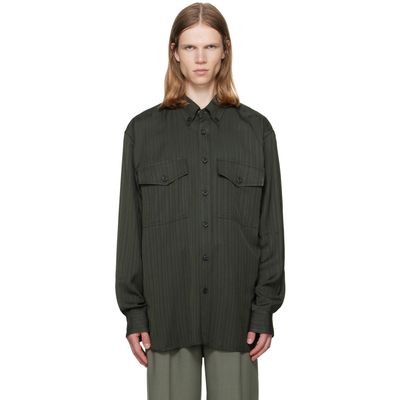 Dries Van Noten Dries Van Noten Green Flap Pocket Twill Shirt