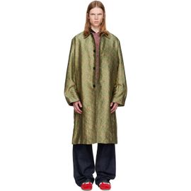 Dries Van Noten Dries Van Noten Green Jacquard Coat