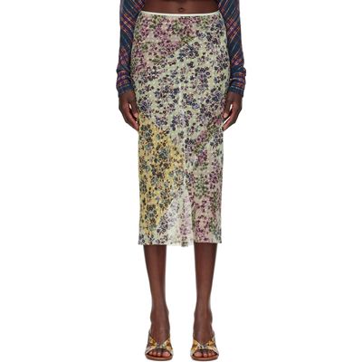 Dries Van Noten Dries Van Noten Green Jacquard Midi Skirt