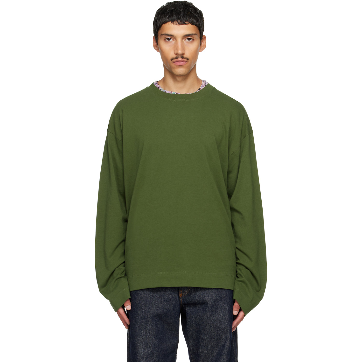 Dries Van Noten - Green Long Sleeve Cotton T-shirt