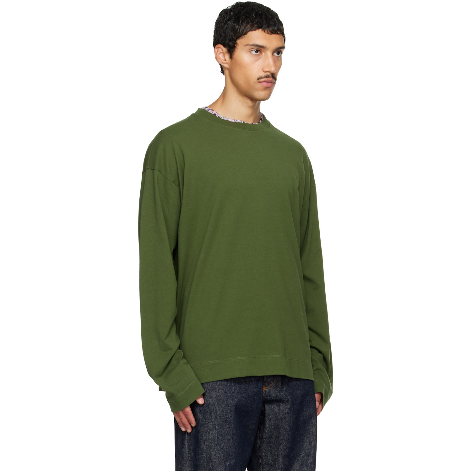Dries Van Noten - Green Long Sleeve Cotton T-shirt
