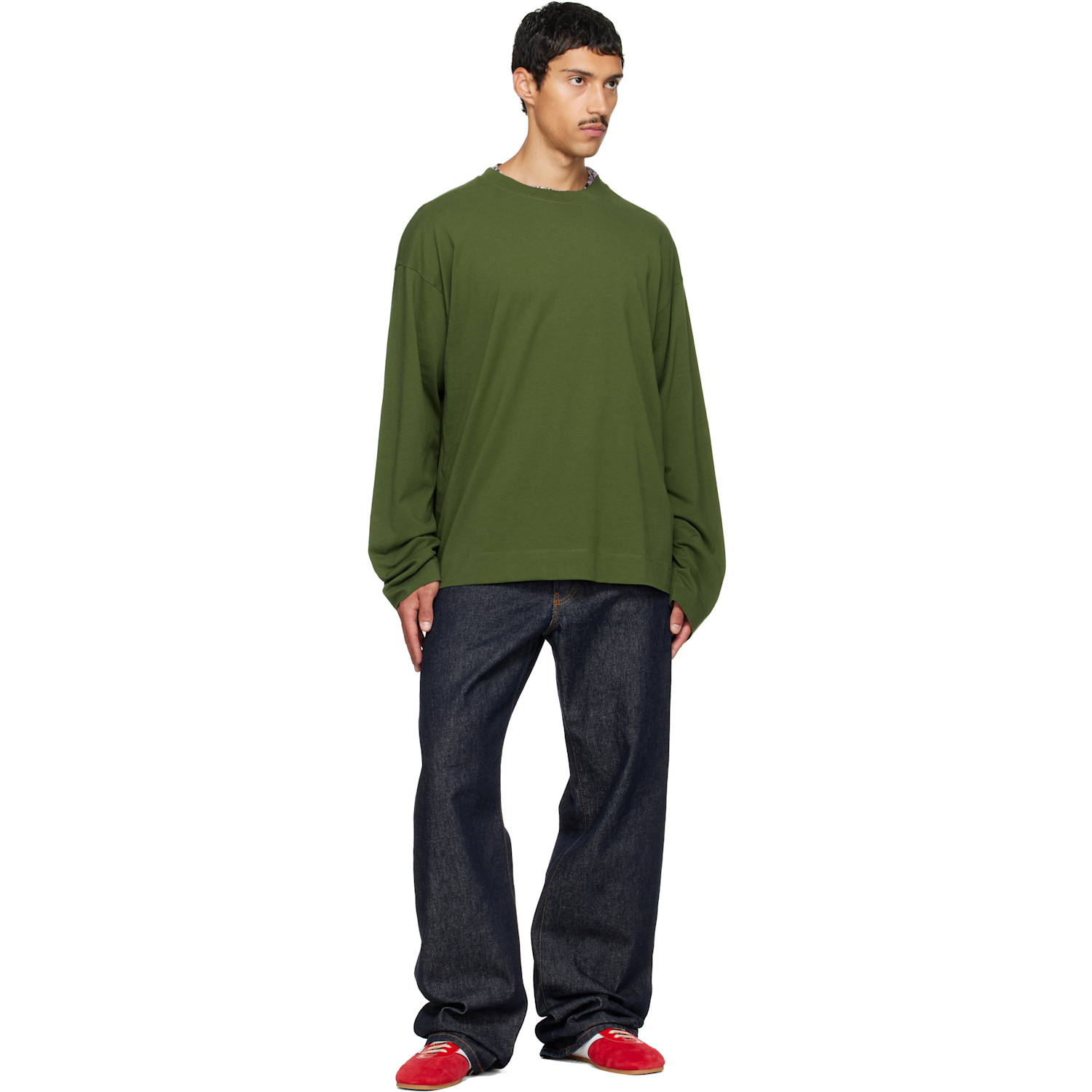 DRIES VAN NOTEN 長袖トップス Sサイズ グリーン Dries Van Noten - Green Long Sleeve Cotton T-shirt
