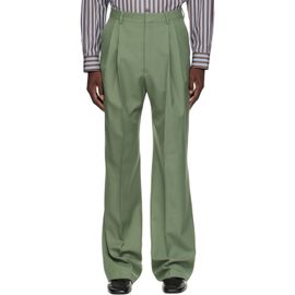 Dries Van Noten Dries Van Noten Green Straight-Leg Wool Trousers