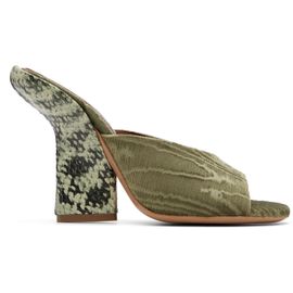 Dries Van Noten Dries Van Noten Green Velvet Heeled Sandals
