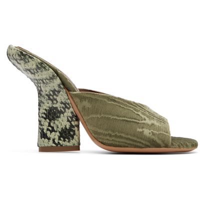 Dries Van Noten Dries Van Noten Green Velvet Heeled Sandals