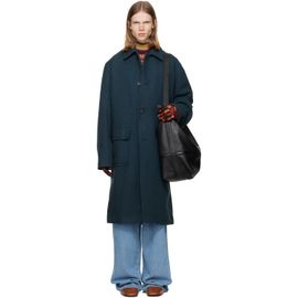 Dries Van Noten Dries Van Noten Green Wool Melton Coat