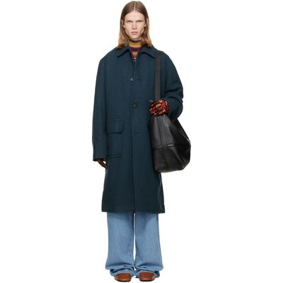 Dries Van Noten Dries Van Noten Green Wool Melton Coat