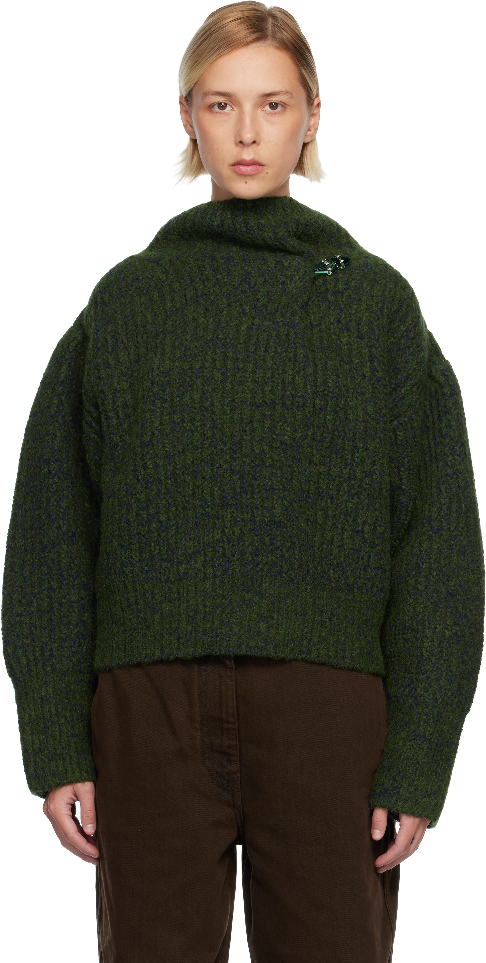 Dries Van Noten - Green Wool Turtleneck