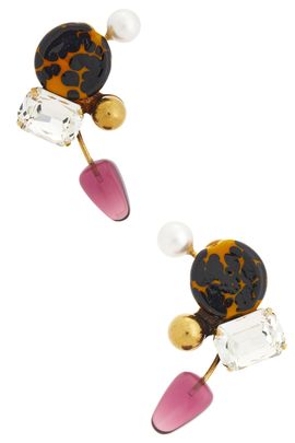 Dries Van Noten Dries Van Noten Handmade Artisanal Glass Disc Shell Paste Earrings