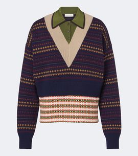 Dries Van Noten Dries Van Noten Jacquard wool-blend polo sweater