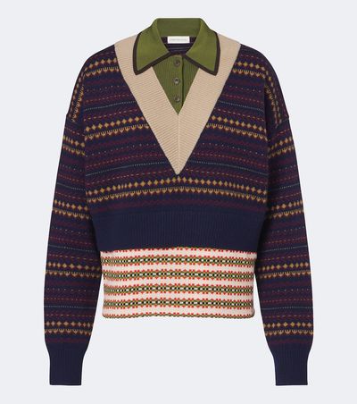 Dries Van Noten Dries Van Noten Jacquard wool-blend polo sweater