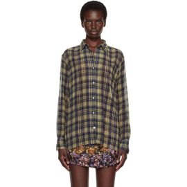 Dries Van Noten Dries Van Noten Khaki & Navy Pleated Shirt
