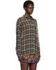 Dries Van Noten Dries Van Noten Khaki & Navy Pleated Shirt - 2