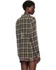 Dries Van Noten Dries Van Noten Khaki & Navy Pleated Shirt - 3