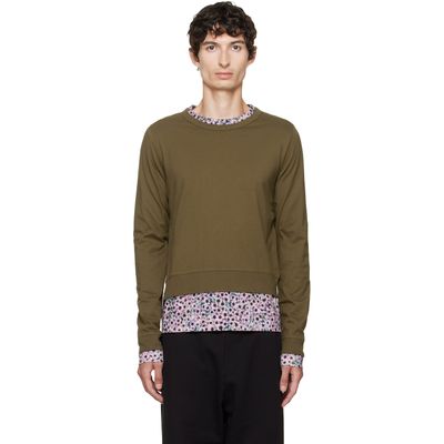 Dries Van Noten Dries Van Noten Khaki & Pink Layered Cotton T-shirt