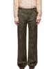 Dries Van Noten Dries Van Noten Khaki Belted Floral Jacquard Trousers - 1
