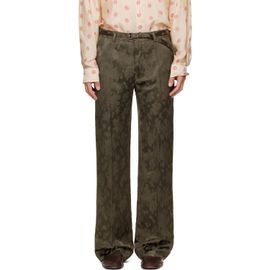 Dries Van Noten Dries Van Noten Khaki Belted Floral Jacquard Trousers