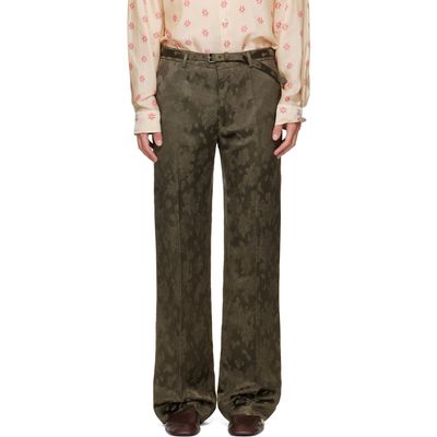 Dries Van Noten Dries Van Noten Khaki Belted Floral Jacquard Trousers
