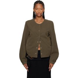 Dries Van Noten Dries Van Noten Khaki Collarless Jacket
